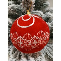 Новорічні кулі червоні оксамит Ø100мм, ціна за набір 2 шт (SH304)